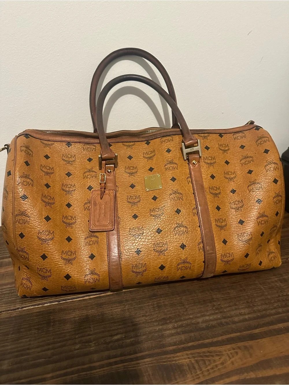 Vintage MCM Cognac Visetos Leather Weekender Bag